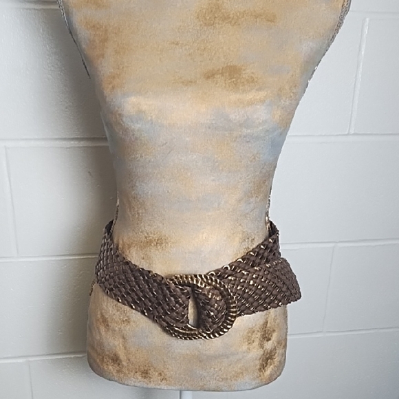 Braided Brown & Gold Wide Belt - Picture 1 of 9